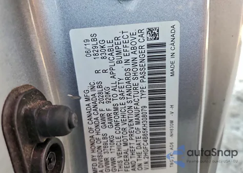 2019 Honda Civic Sport из США, поврежденный, VIN 2HGFC4B85KH308079